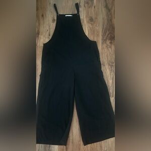 Black Linen Mix Wide Leg Jumpsuit w/hand pockets 🖤